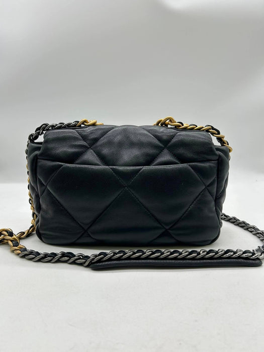 CHANEL 19 Interlocking CC Flap Lambskin Black Chain Shoulder Bag