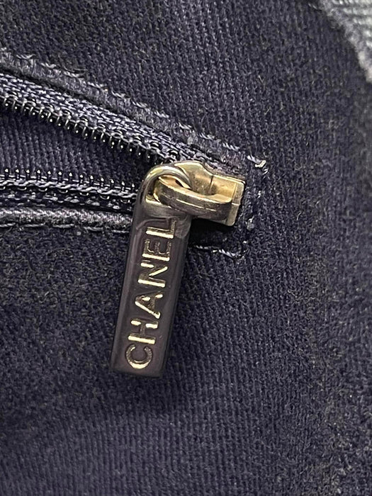 CHANEL Deauville Blue Denim Tote Shoulder Bag