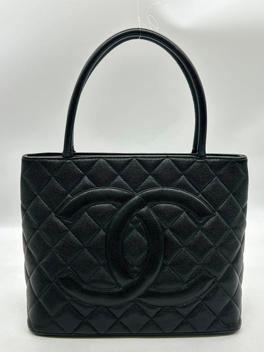 CHANEL Medallion Black Caviar Skin Handbag