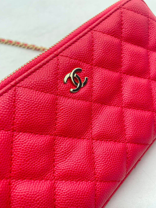 CHANEL CC Double Zip Quilted Clutch Chain Shoulder Bag