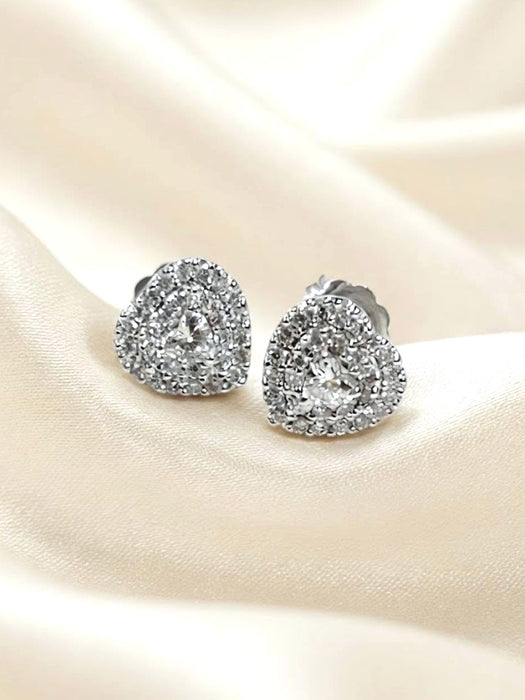 NO BRAND Heart Cluster Diamond Stud Earrings