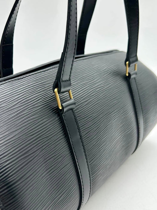 LOUIS VUITTON Soufflot Black Epi with Pouch Handbag