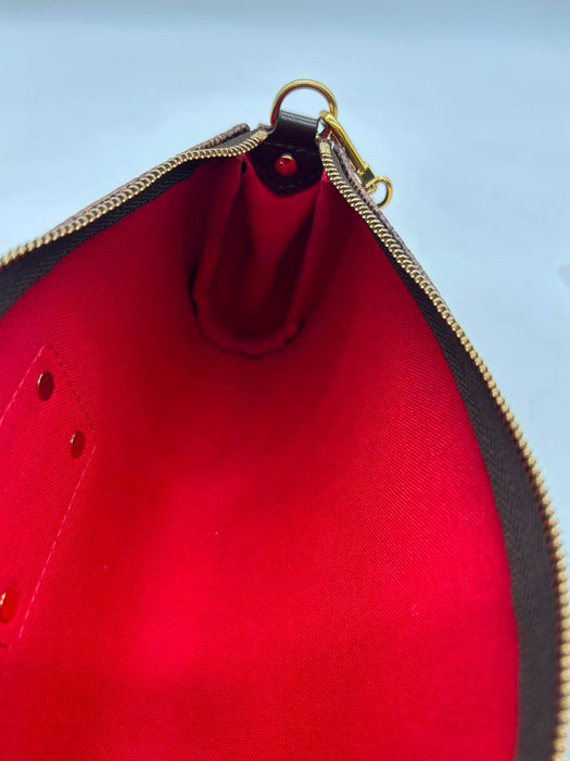 LOUIS VUITTON Eva Damier Ebene Clutch Shoulder Bag