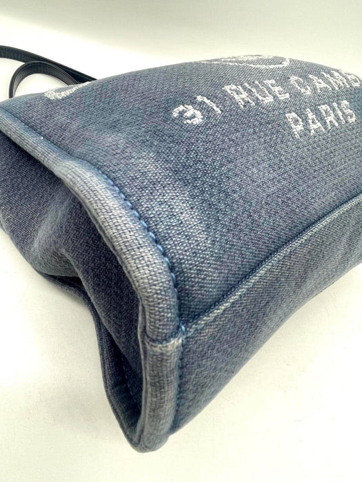 CHANEL Deauville Blue Denim Tote Shoulder Bag