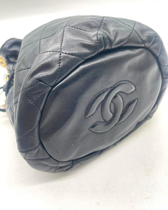 CHANEL Vintage Quilted Lambskin Drawstring Bucket Bag