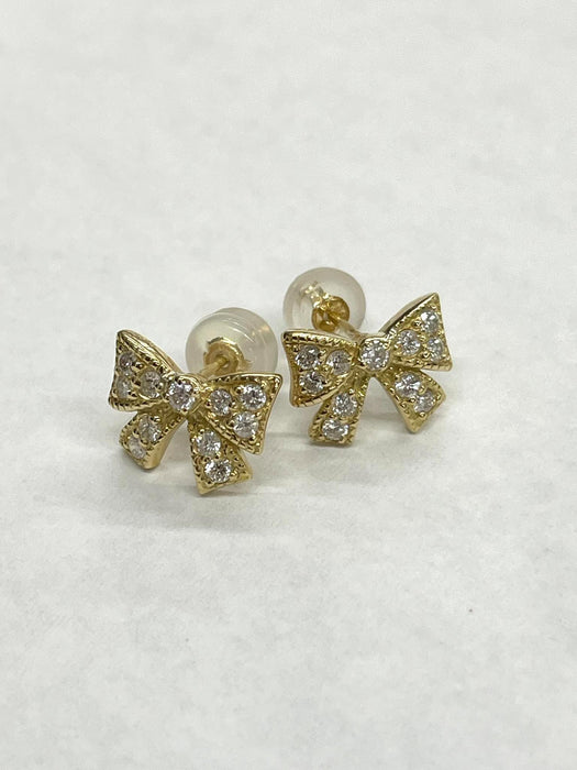 NO BRAND Ribbon Diamond Earrings