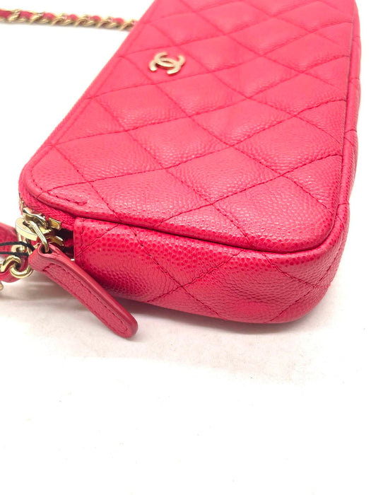 CHANEL CC Double Zip Quilted Clutch Chain Shoulder Bag