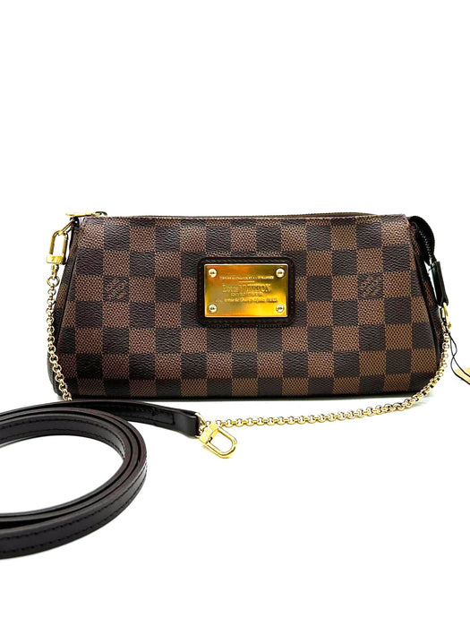 LOUIS VUITTON Eva Damier Ebene Clutch Shoulder Bag