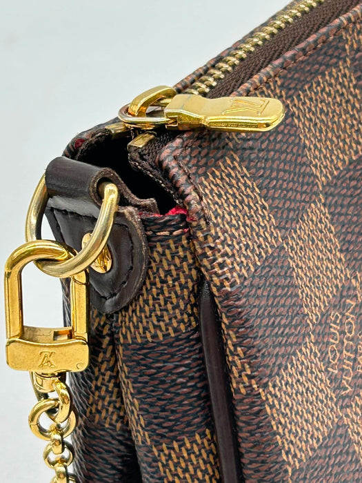 LOUIS VUITTON Eva Damier Ebene Clutch Shoulder Bag