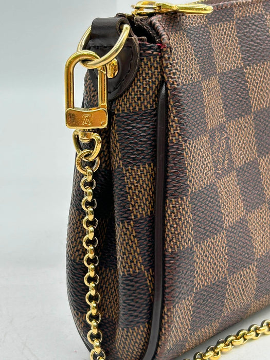 LOUIS VUITTON Eva Damier Ebene Clutch Shoulder Bag