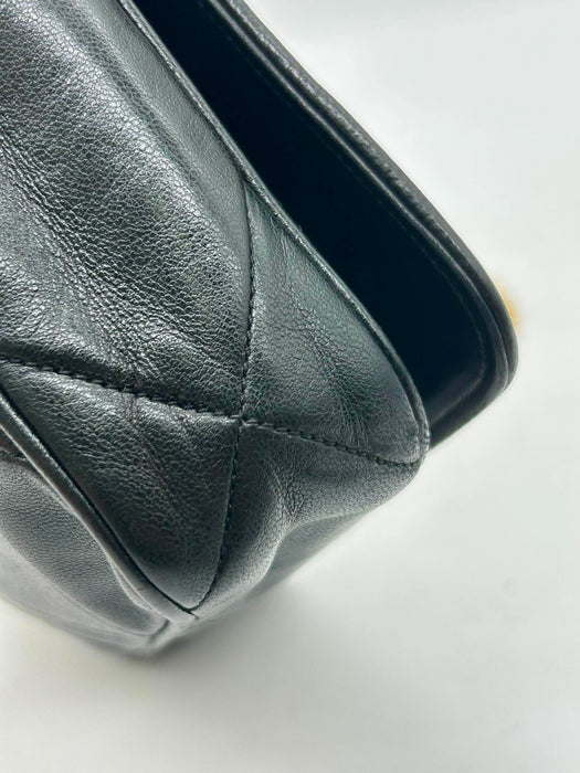 CHANEL Interlocking CC Black Lambskin Shoulder Bag