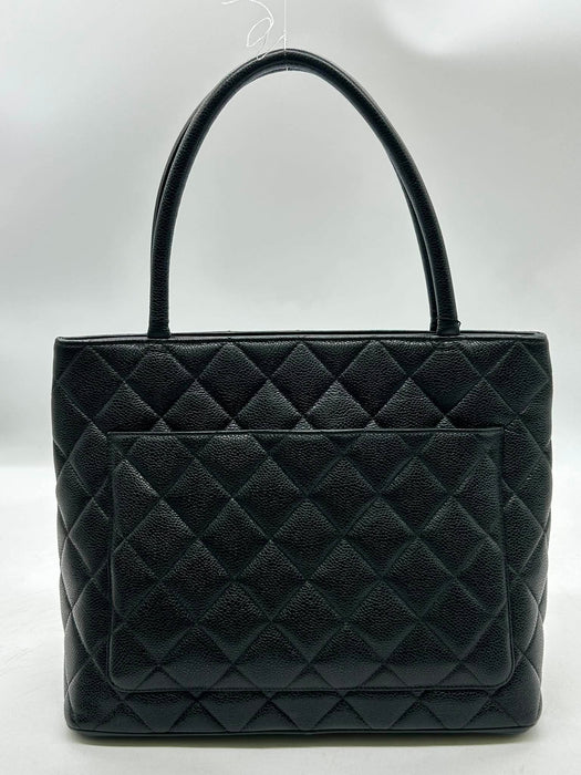 CHANEL Medallion Black Caviar Skin Handbag