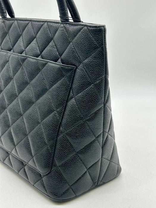 CHANEL Medallion Black Caviar Skin Handbag