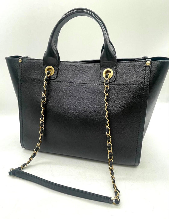 CHANEL Deauville Studded Black Caviar Leather 2-Way Bag