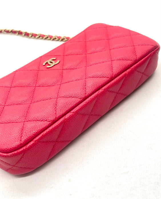 CHANEL CC Double Zip Quilted Clutch Chain Shoulder Bag