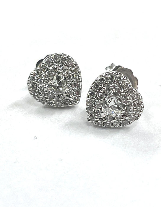 NO BRAND Heart Cluster Diamond Stud Earrings