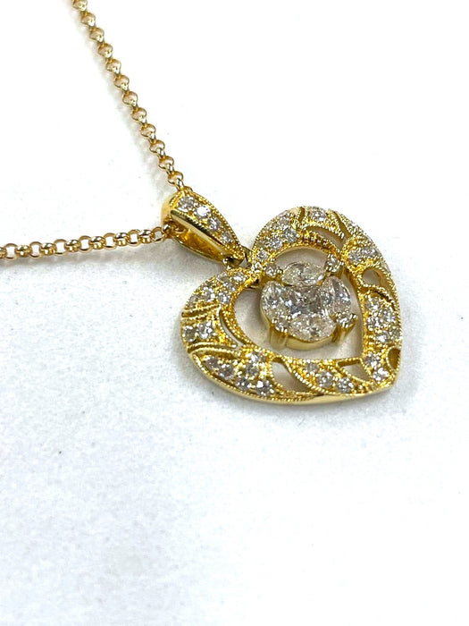NO BRAND Heart Diamond Necklace