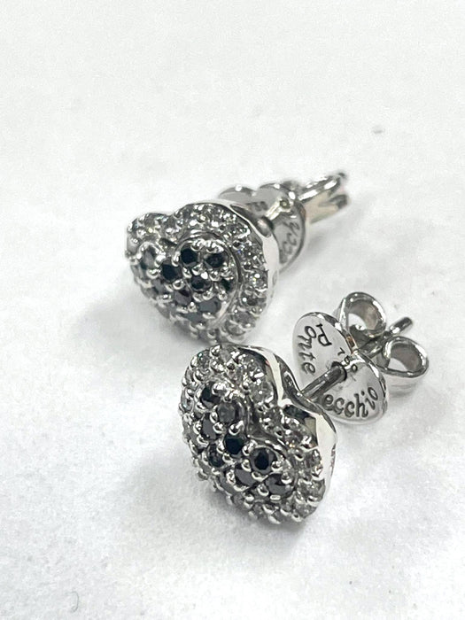 PONTE VECCHIO Heart Black & White Diamond Stud Earrings
