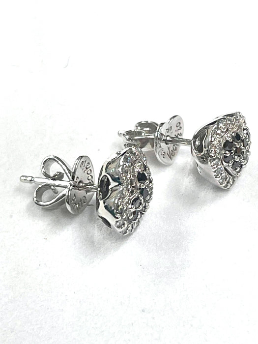PONTE VECCHIO Heart Black & White Diamond Stud Earrings