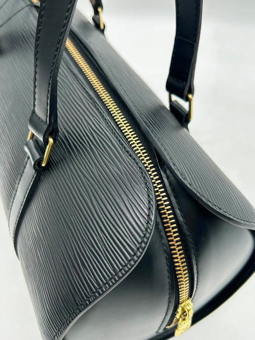 LOUIS VUITTON Soufflot Black Epi with Pouch Handbag