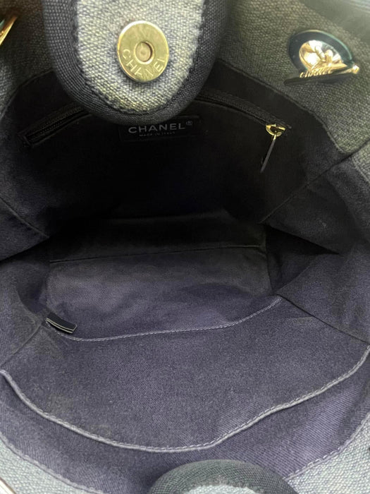 CHANEL Deauville Blue Denim Tote Shoulder Bag