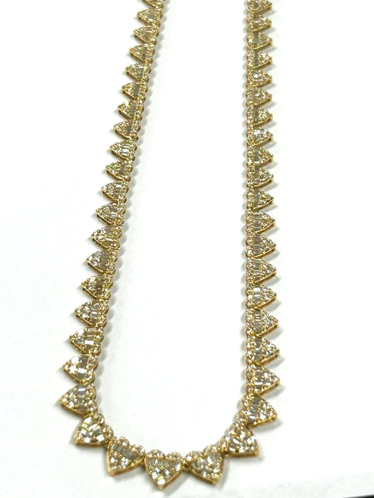 NO BRAND Heart Baguette Tennis Diamond Necklace