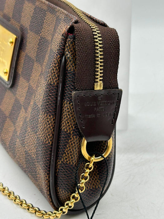 LOUIS VUITTON Eva Damier Ebene Clutch Shoulder Bag