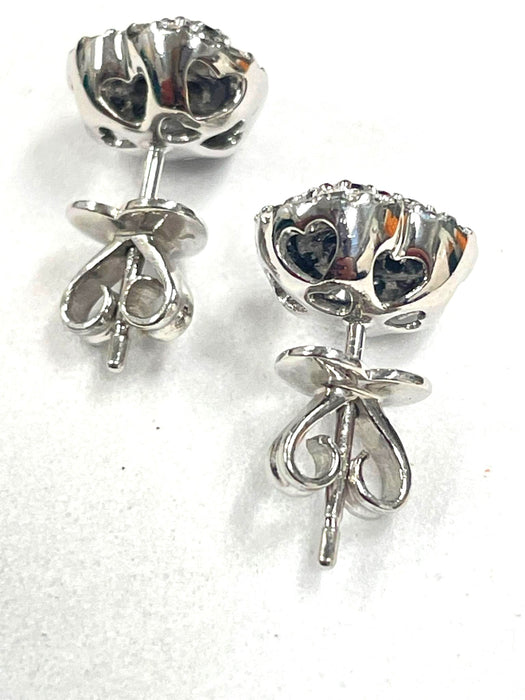 PONTE VECCHIO Heart Black & White Diamond Stud Earrings