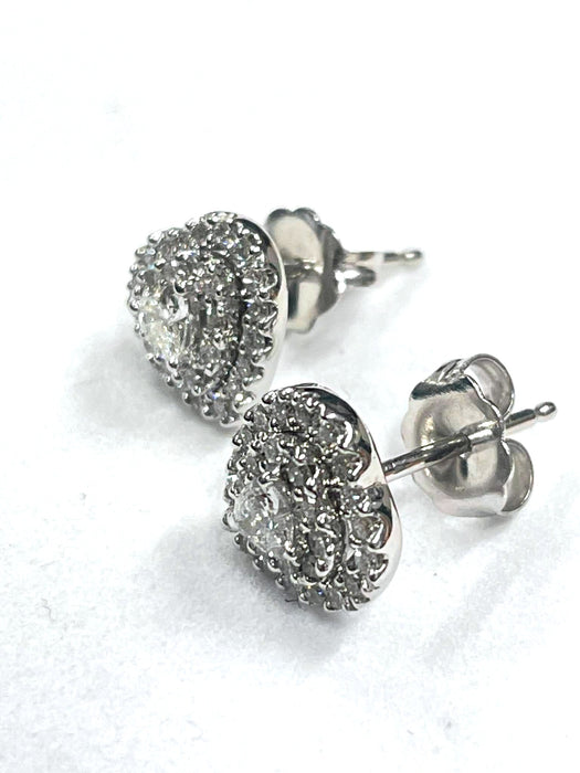 NO BRAND Heart Cluster Diamond Stud Earrings
