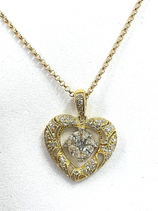 NO BRAND Heart Diamond Necklace