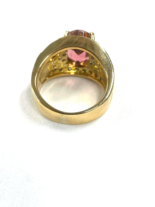 NO BRAND Pink Tourmaline Diamond Ring