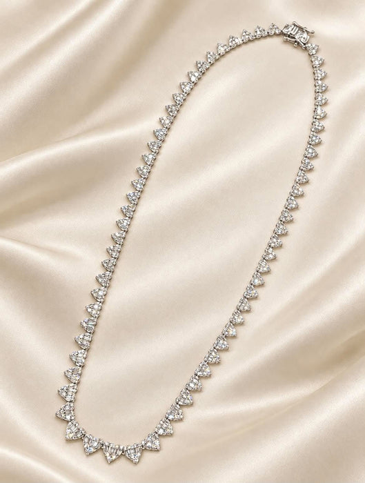 NO BRAND Heart Baguette Tennis Diamond Necklace