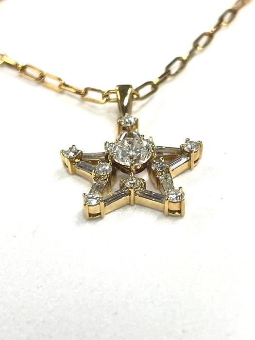 NO BRAND Star Baguette Diamond Necklace