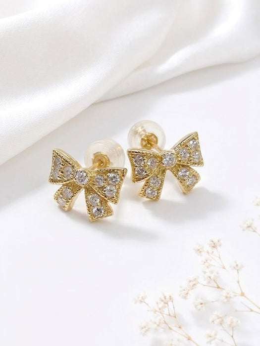 NO BRAND Ribbon Diamond Earrings