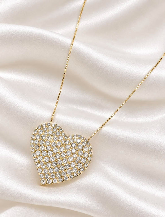 NO BRAND Heart Diamond Necklace