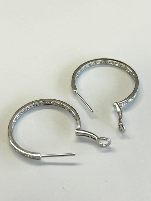 NO BRAND Diamond Hoop Earrings