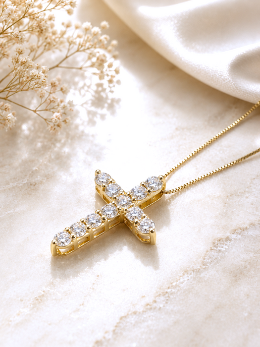 NO BRAND Cross Diamond Necklace