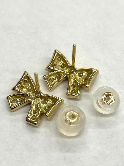 NO BRAND Ribbon Diamond Earrings