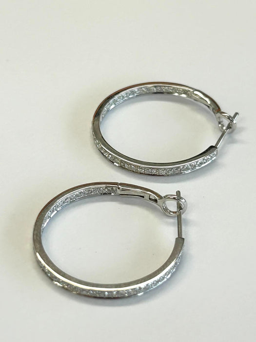 NO BRAND Diamond Hoop Earrings