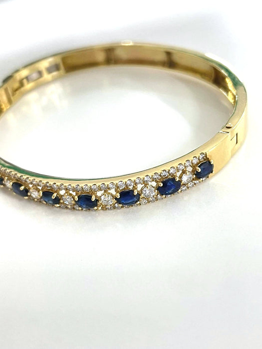 NO BRAND Blue Sapphire & Diamond Bangle