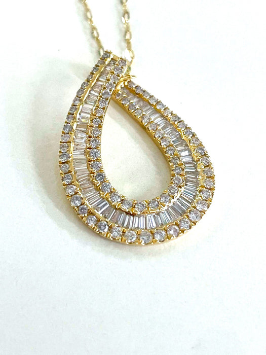 NO BRAND Pear Shape Baguette Diamond Necklace
