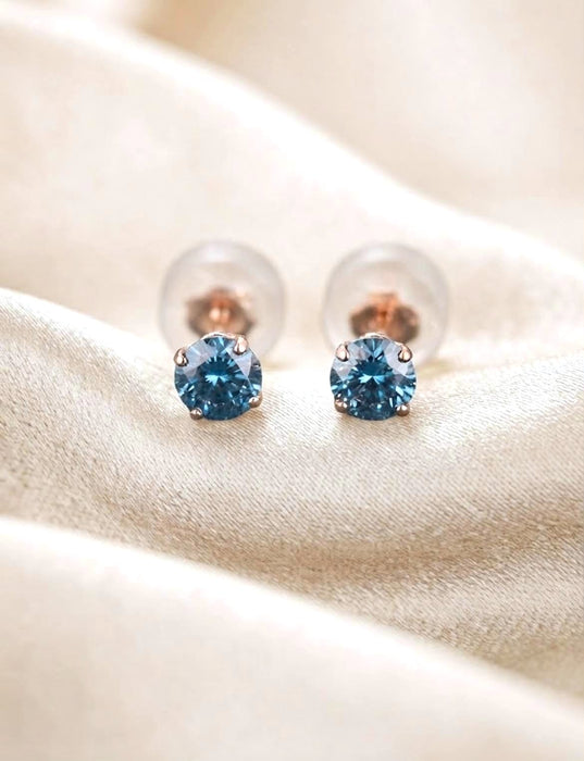 NO BRAND Blue Diamond Stud Earrings
