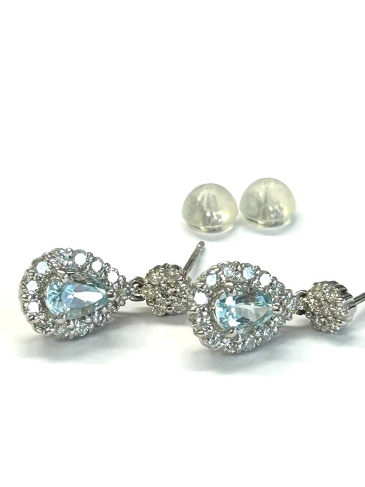 NO BRAND Aquamarine Pear Shape Dangling Earrings