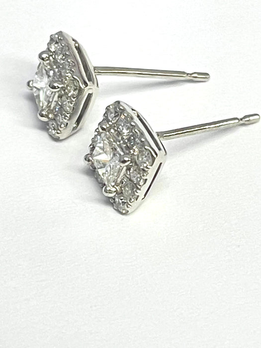 NO BRAND Square Diamond Stud Earrings