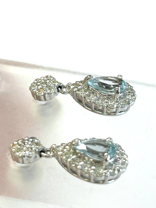 NO BRAND Aquamarine Pear Shape Dangling Earrings