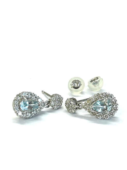 NO BRAND Aquamarine Pear Shape Dangling Earrings
