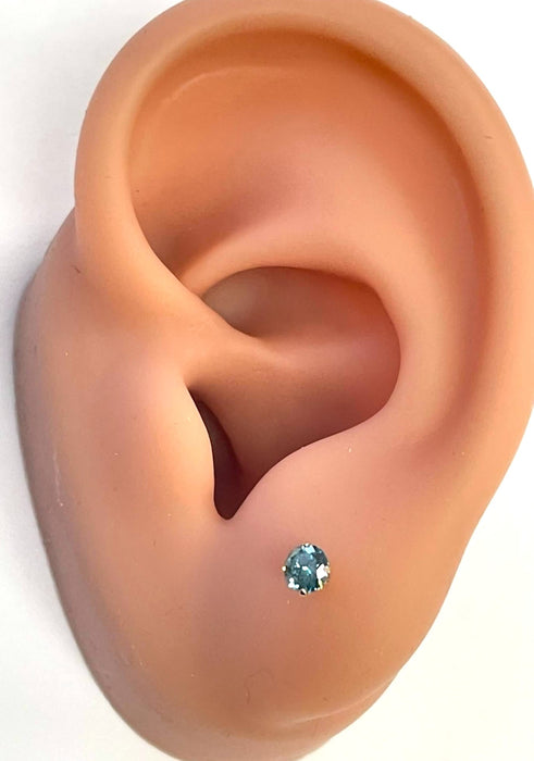 NO BRAND Blue Diamond Stud Earrings