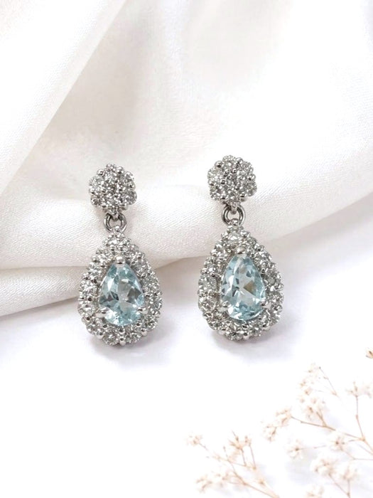 NO BRAND Aquamarine Pear Shape Dangling Earrings