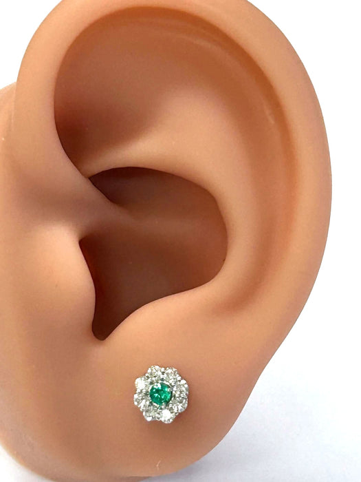 NO BRAND Emerald Rositas Diamond Stud Earrings