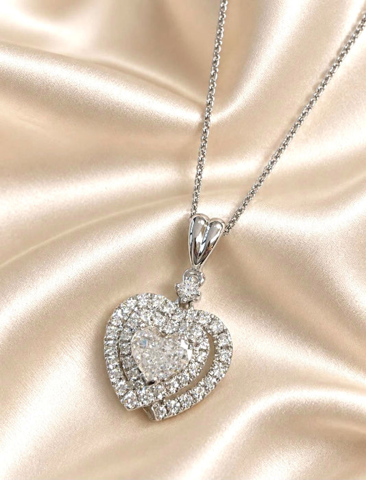 NO BRAND Heart Diamond Necklace